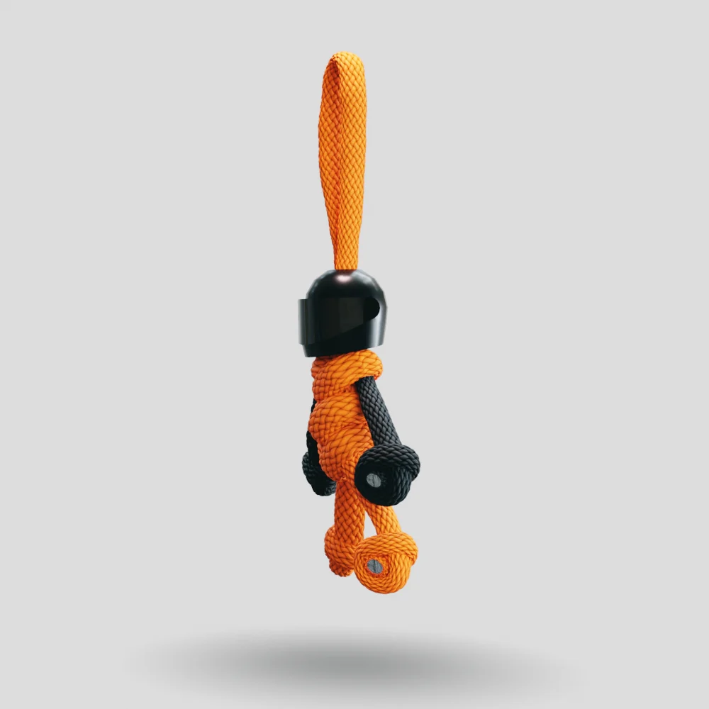Black Orange Biker Buddy Paracord Keychain - Image 35