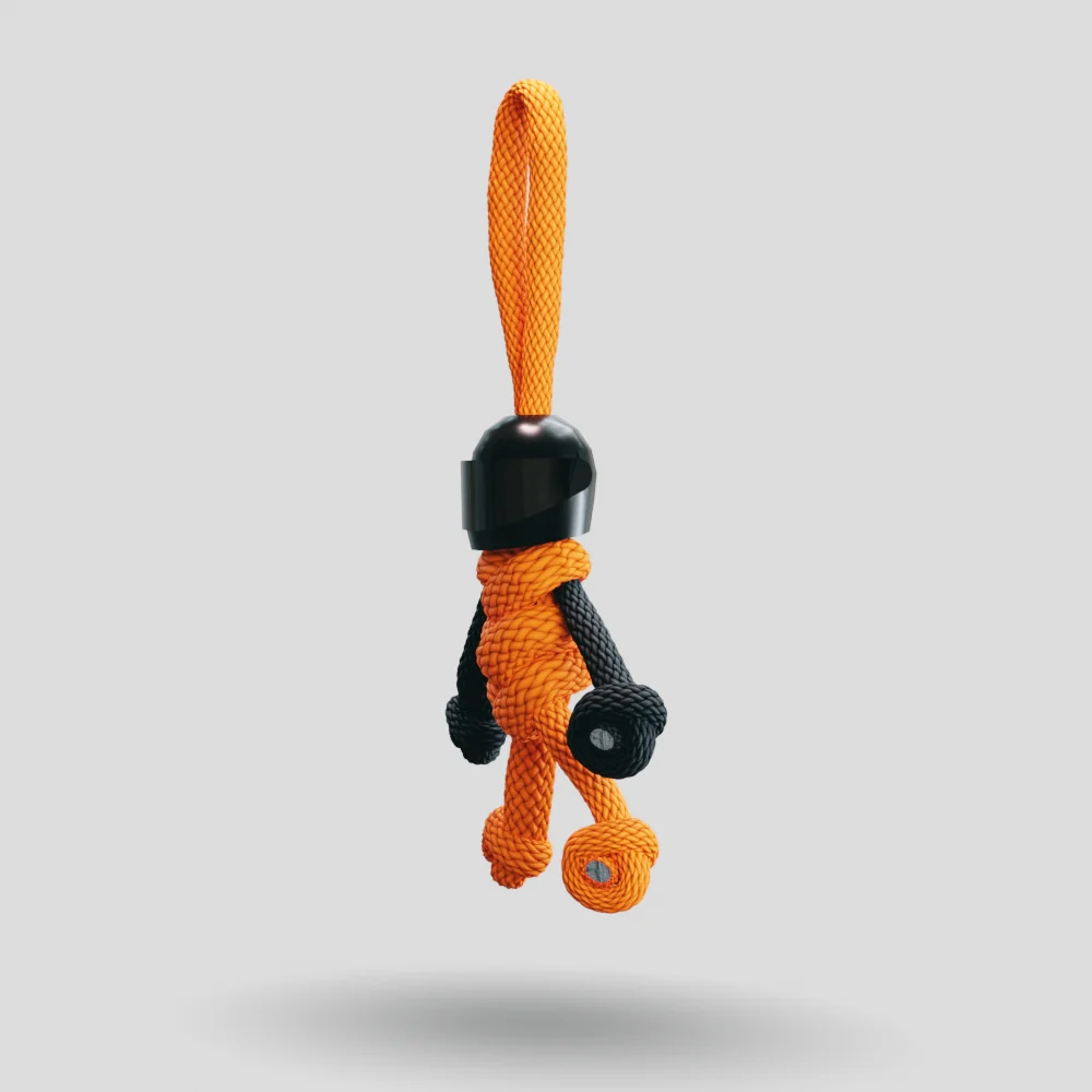 Black Orange Biker Buddy Paracord Keychain - Image 36