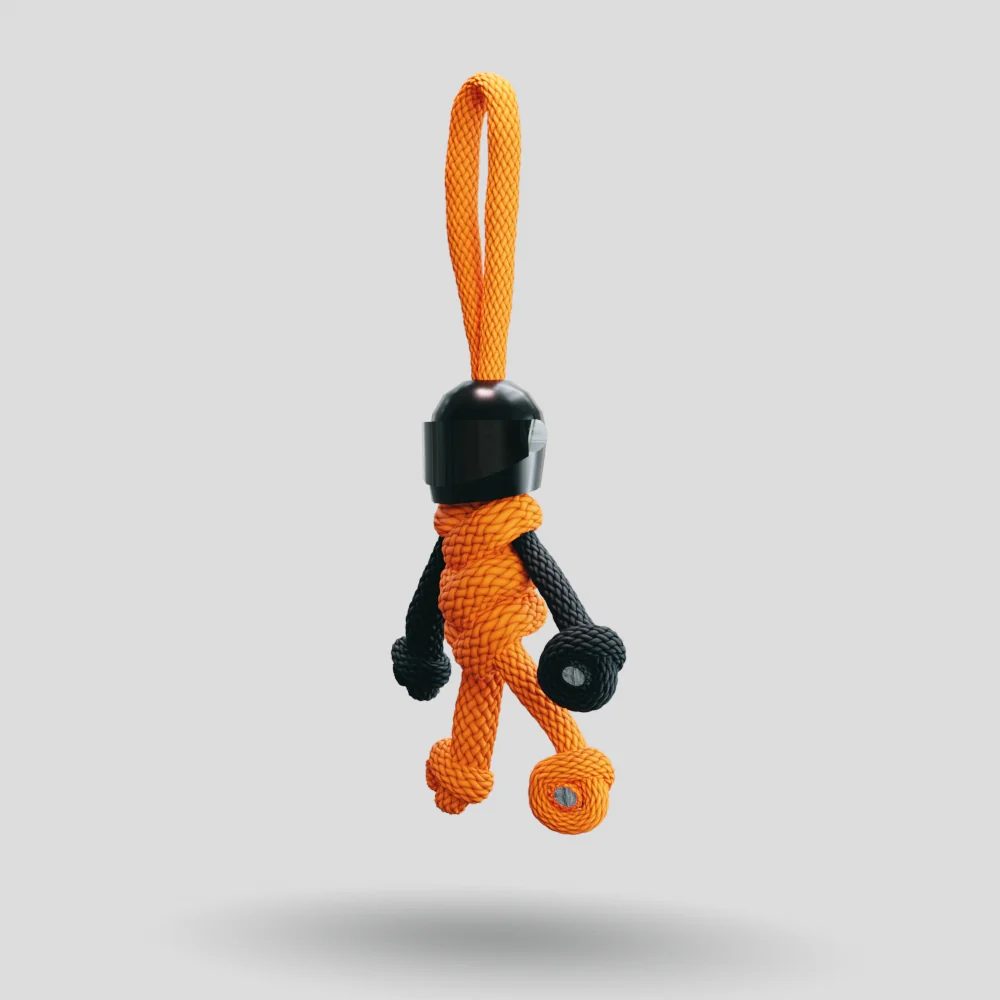 Black Orange Biker Buddy Paracord Keychain - Image 37
