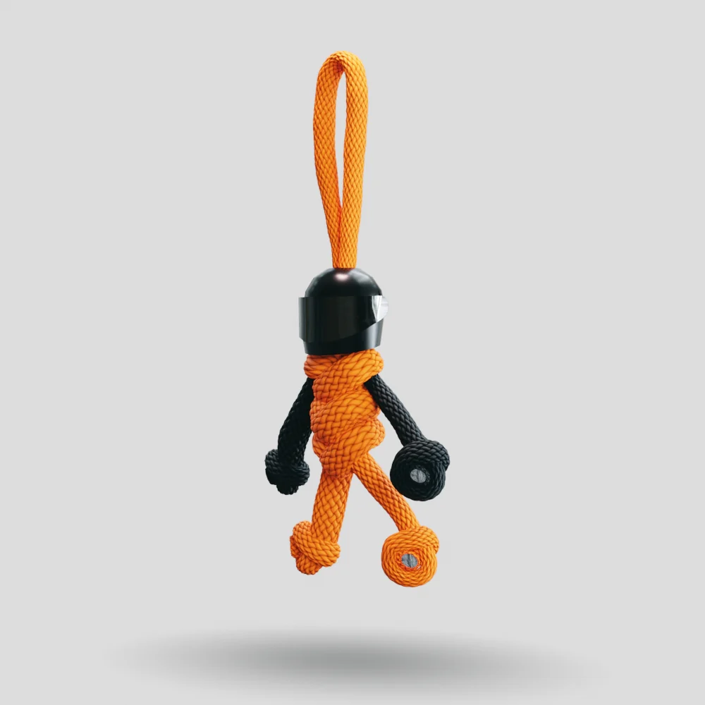 Black Orange Biker Buddy Paracord Keychain - Image 38