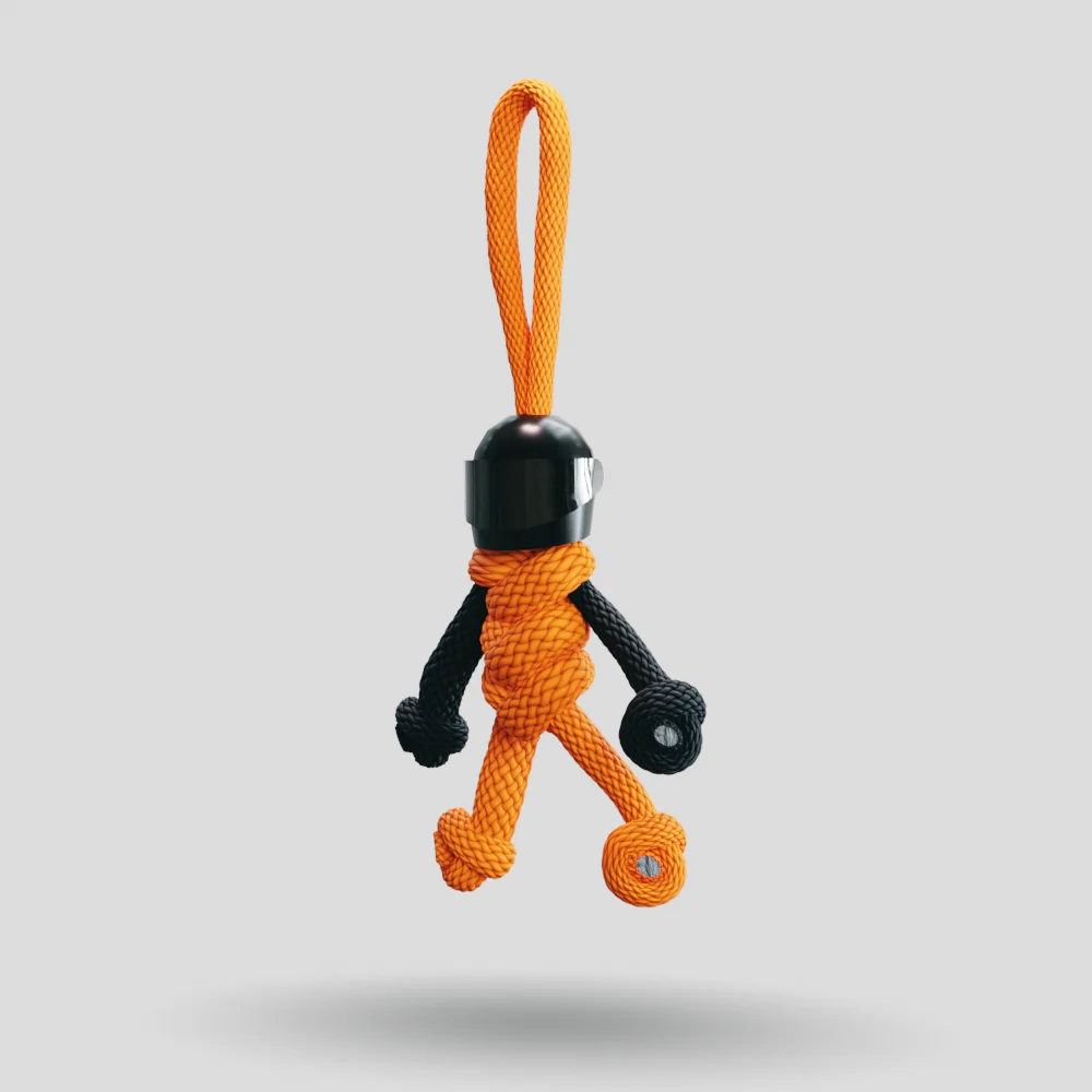 Black Orange Biker Buddy Paracord Keychain - Image 39