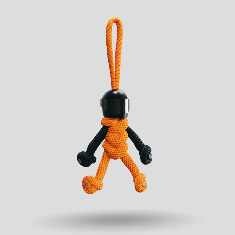 Black Orange Biker Buddy Paracord Keychain - Image 4