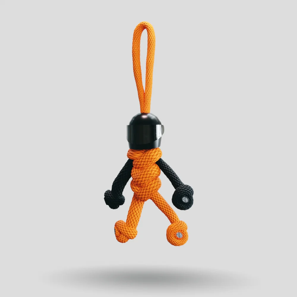 Black Orange Biker Buddy Paracord Keychain - Image 40