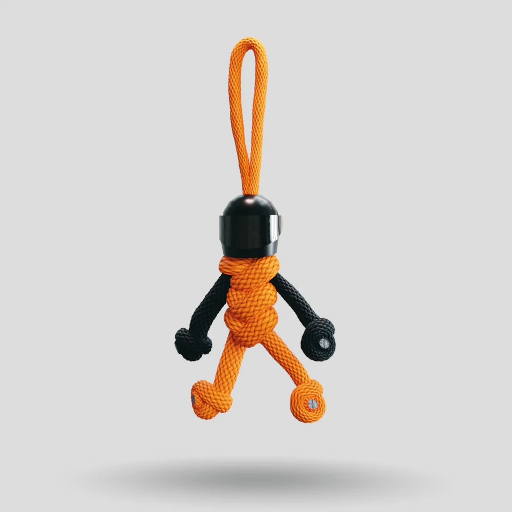 Black Orange Biker Buddy Paracord Keychain - Image 41