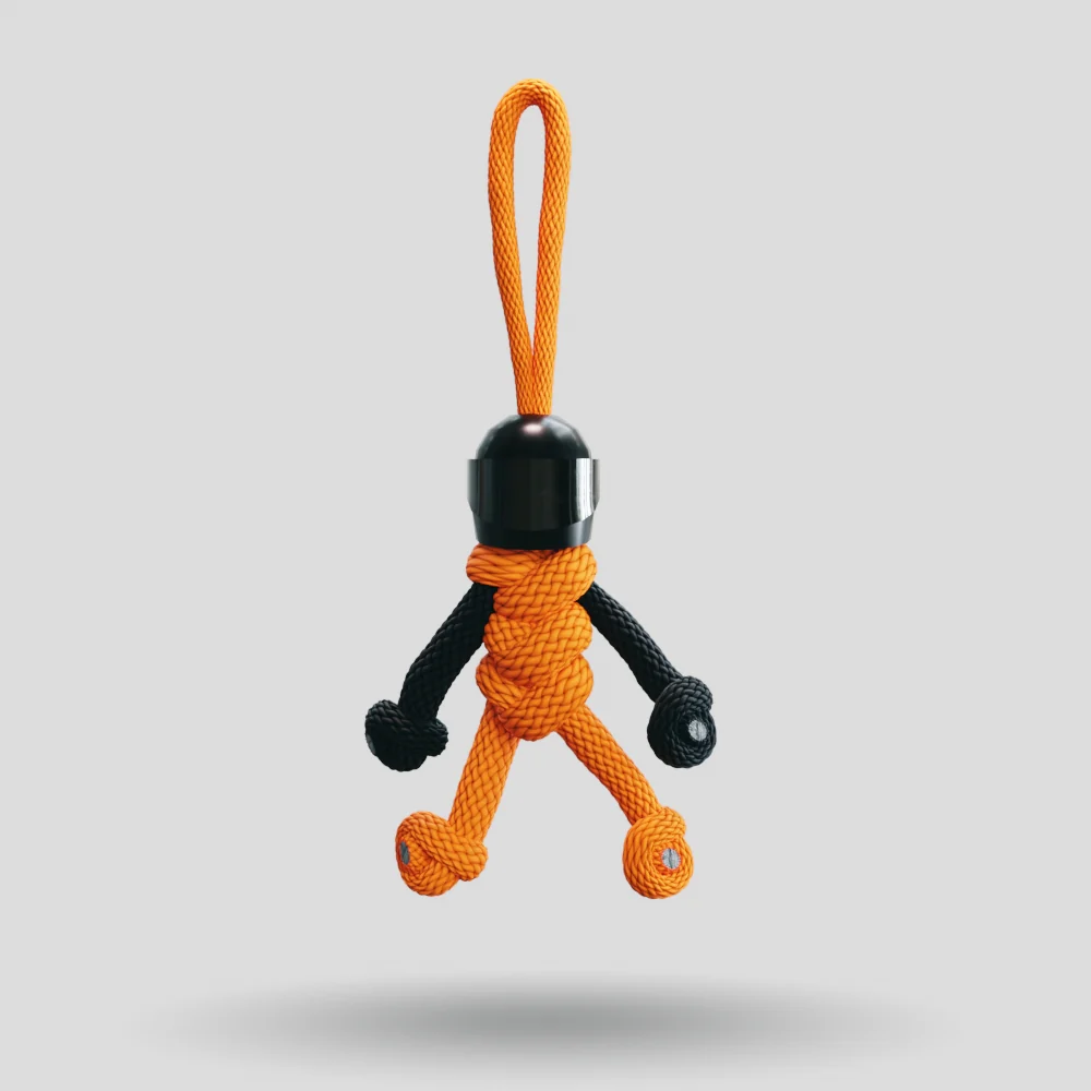 Black Orange Biker Buddy Paracord Keychain - Image 42