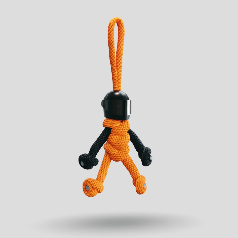 Black Orange Biker Buddy Paracord Keychain - Image 5