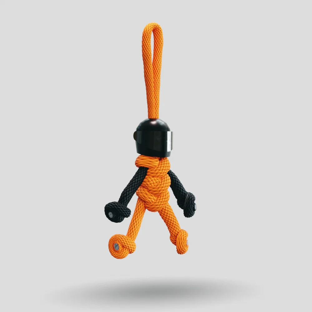 Black Orange Biker Buddy Paracord Keychain - Image 6