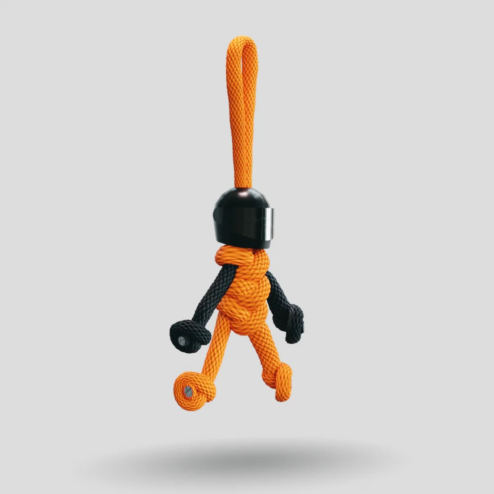 Black Orange Biker Buddy Paracord Keychain - Image 7