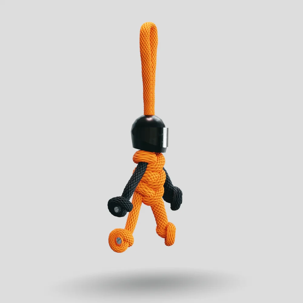 Black Orange Biker Buddy Paracord Keychain - Image 8