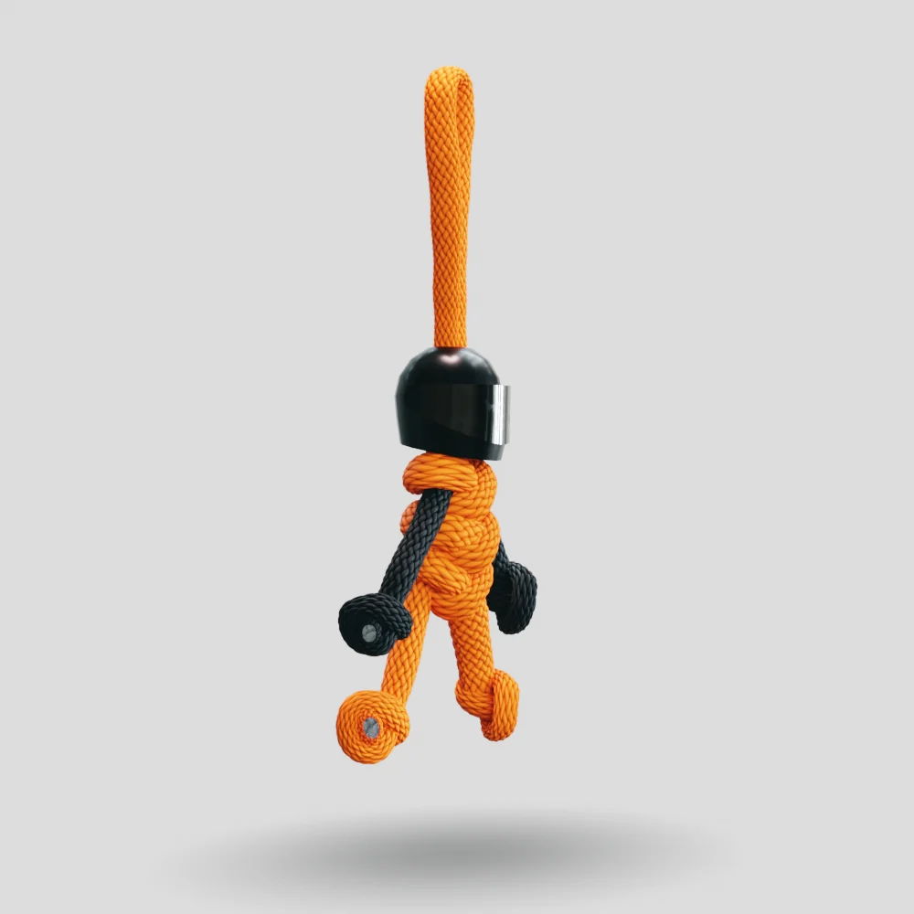 Black Orange Biker Buddy Paracord Keychain - Image 9