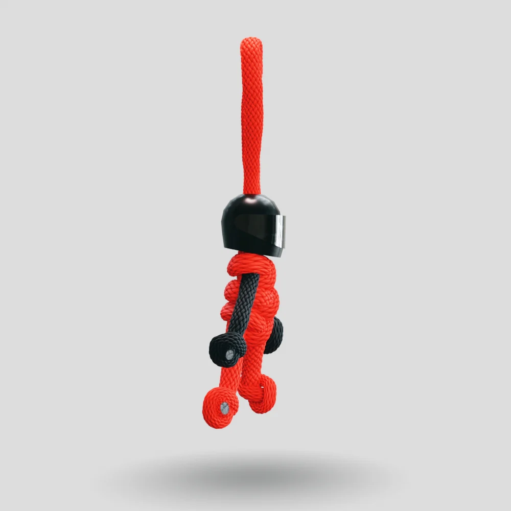 Black Red Biker Buddy Paracord Keychain - Image 11