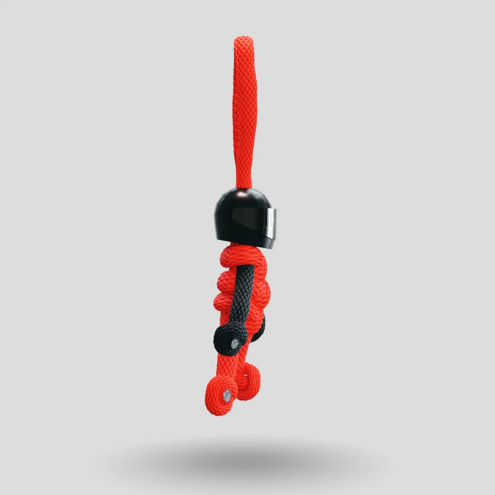 Black Red Biker Buddy Paracord Keychain - Image 12