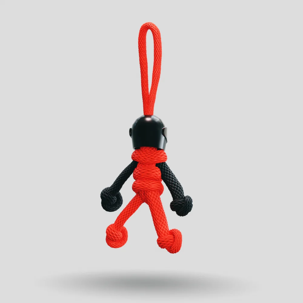 Black Red Biker Buddy Paracord Keychain - Image 20
