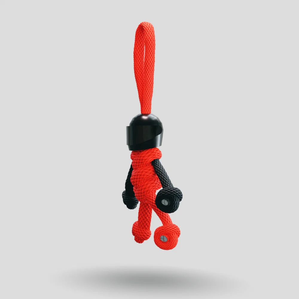 Black Red Biker Buddy Paracord Keychain - Image 36
