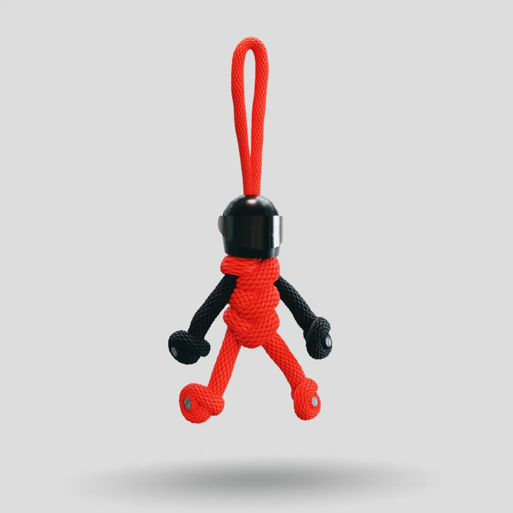 Black Red Biker Buddy Paracord Keychain - Image 4