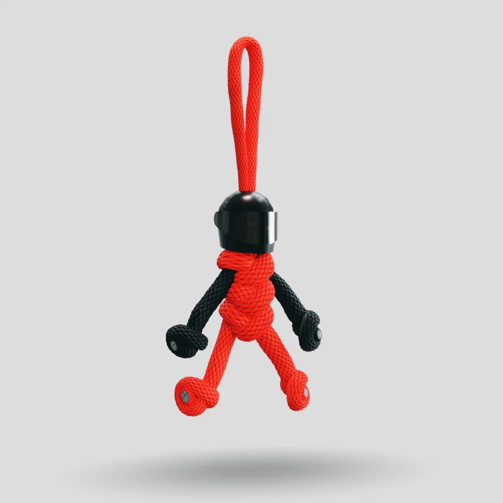 Black Red Biker Buddy Paracord Keychain - Image 5
