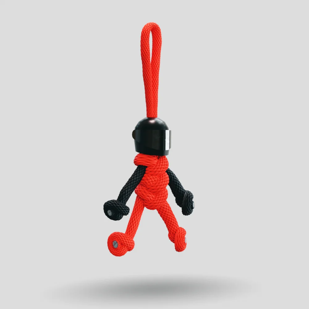 Black Red Biker Buddy Paracord Keychain - Image 6