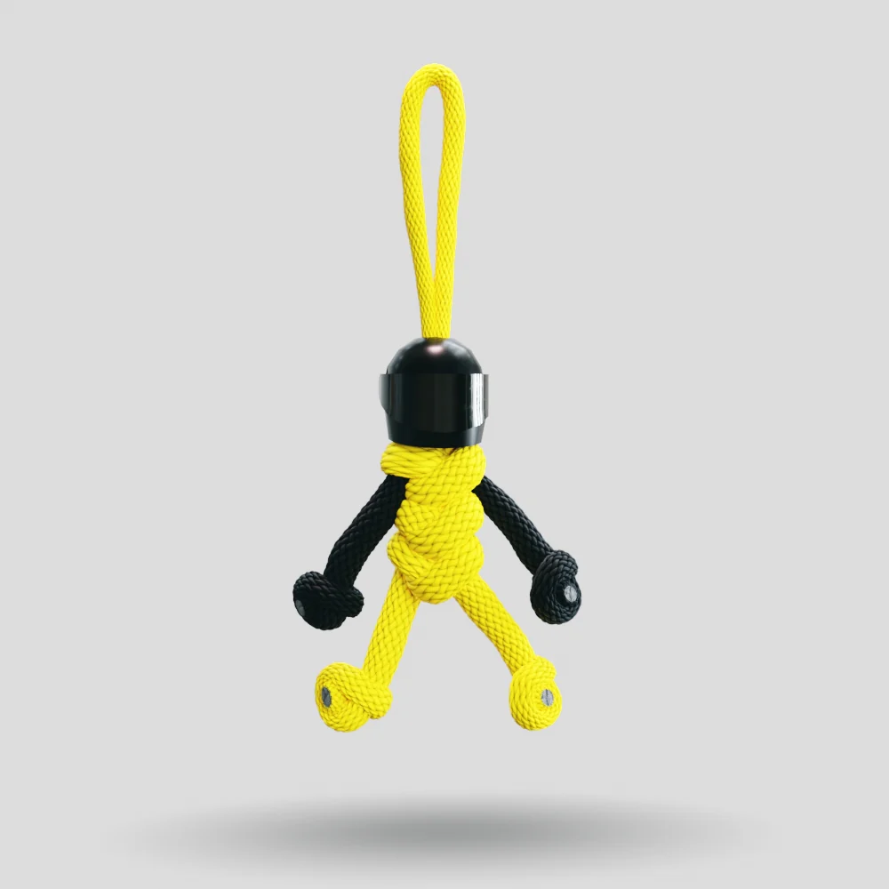Black Yellow Biker Buddy Paracord Keychain - Image 4