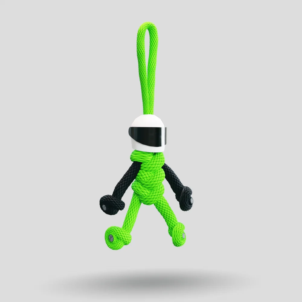 Green Biker Buddy Paracord Keychain - Image 6