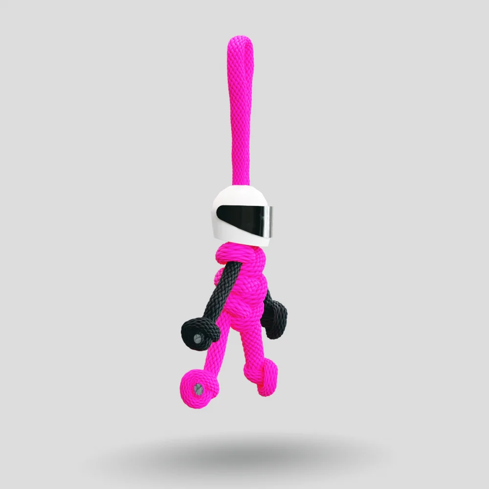 Hot Pink Biker Buddy Paracord Keychain - Image 10