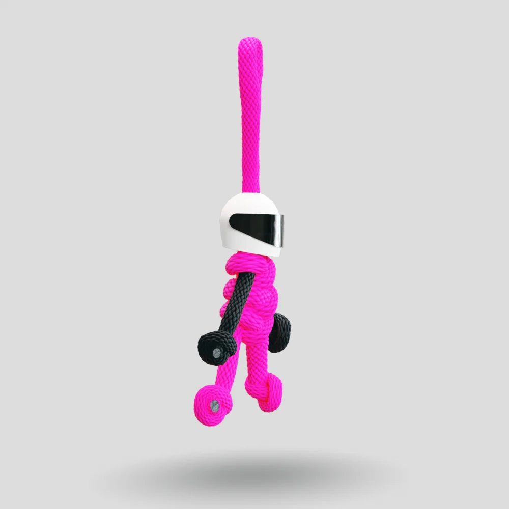 Hot Pink Biker Buddy Paracord Keychain - Image 11