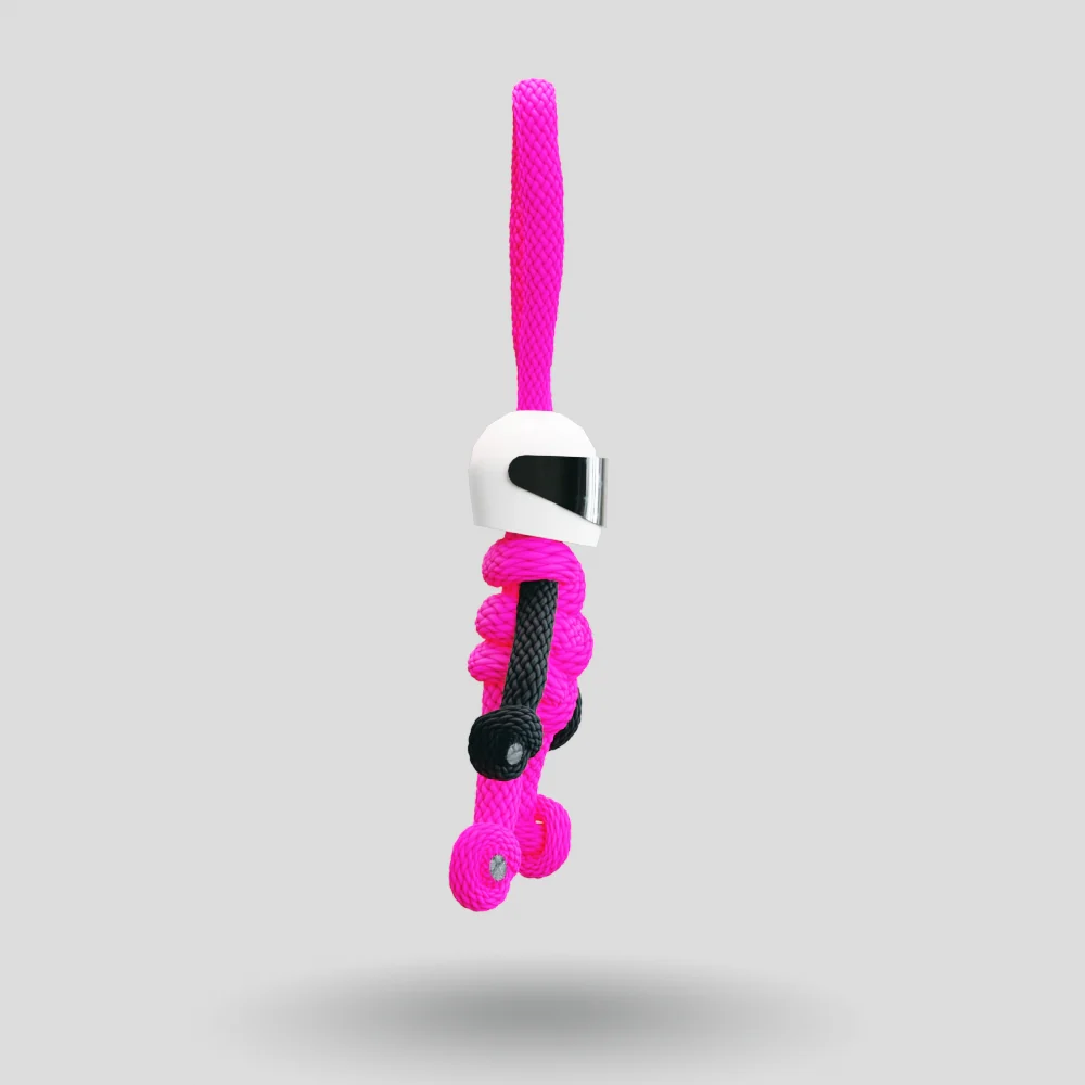 Hot Pink Biker Buddy Paracord Keychain - Image 13