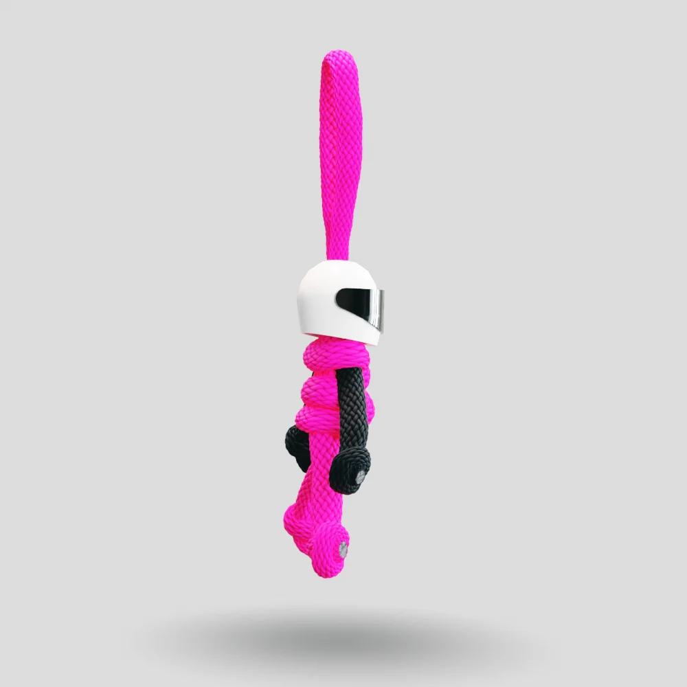 Hot Pink Biker Buddy Paracord Keychain - Image 15