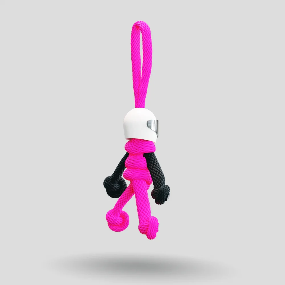 Hot Pink Biker Buddy Paracord Keychain - Image 18