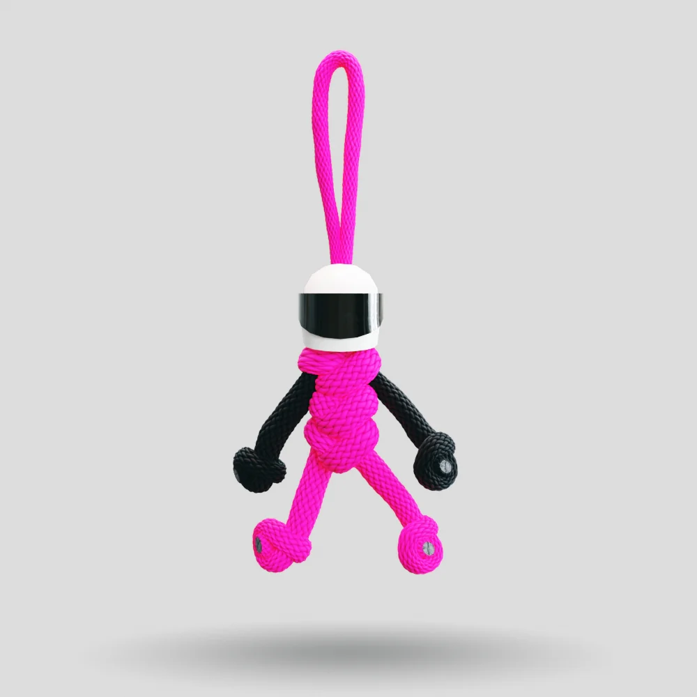 Hot Pink Biker Buddy Paracord Keychain - Image 3
