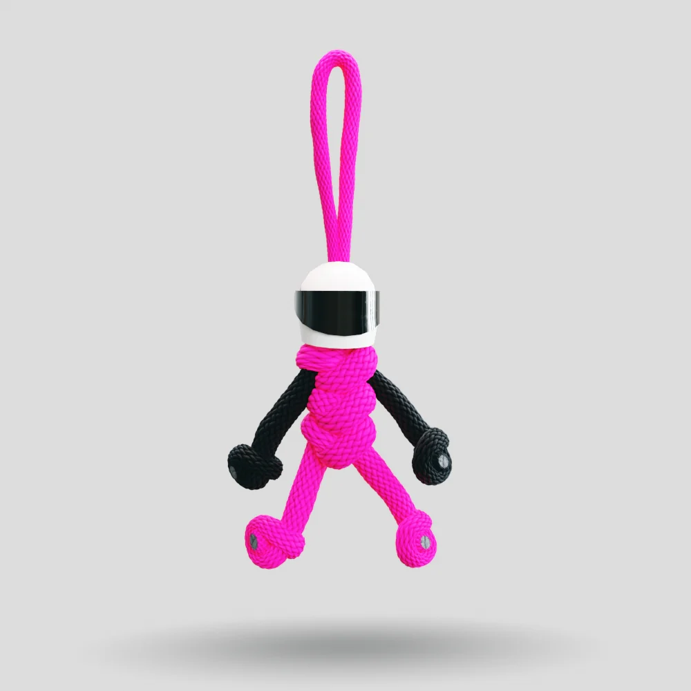 Hot Pink Biker Buddy Paracord Keychain - Image 4
