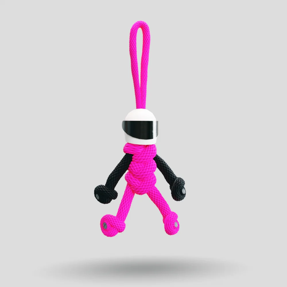Hot Pink Biker Buddy Paracord Keychain - Image 5