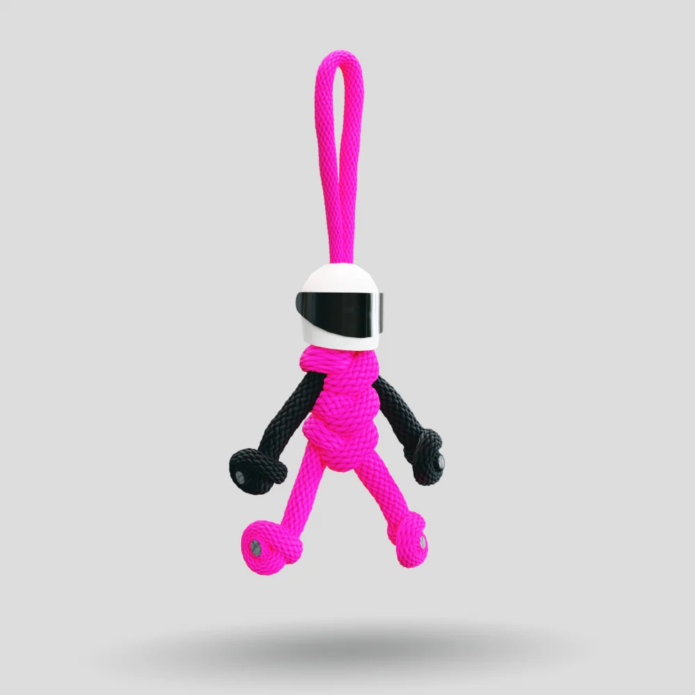 Hot Pink Biker Buddy Paracord Keychain - Image 6