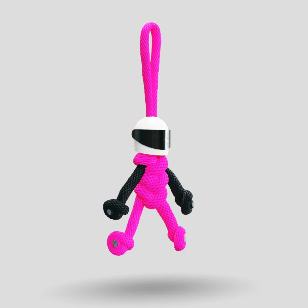 Hot Pink Biker Buddy Paracord Keychain - Image 7