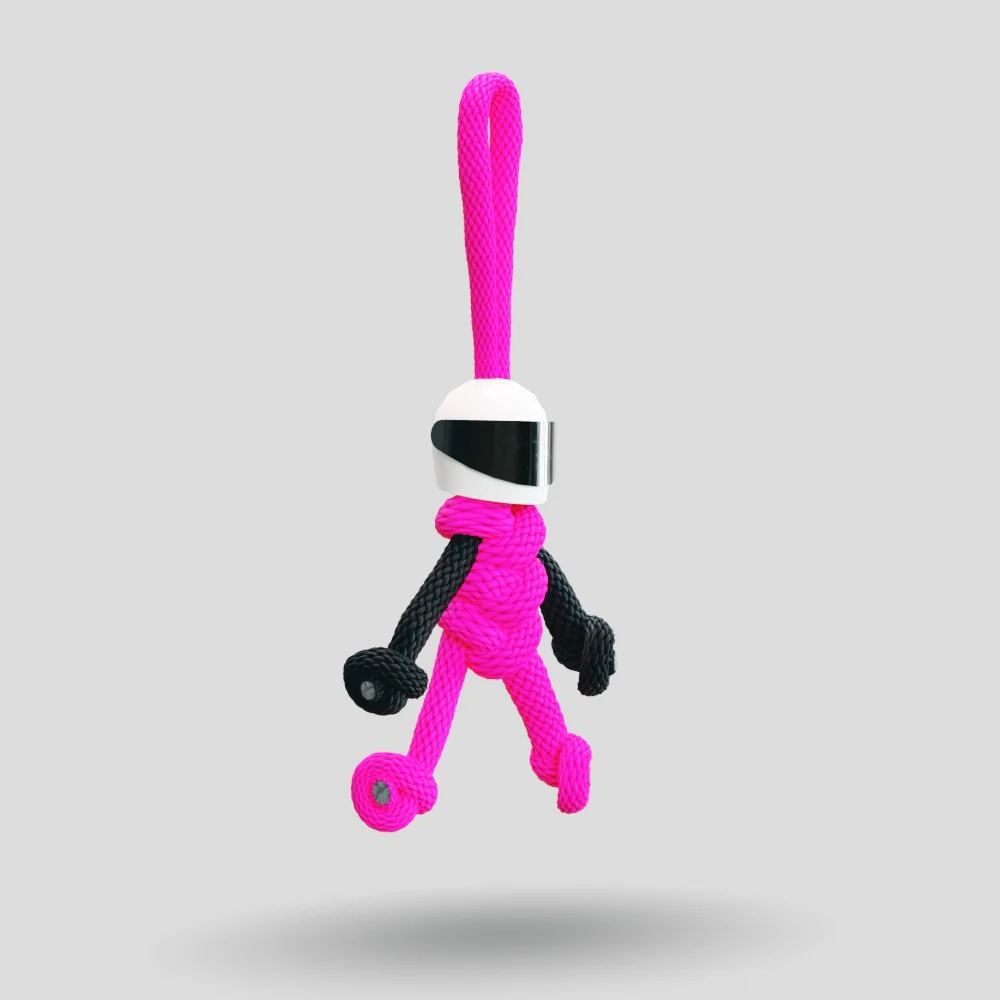 Hot Pink Biker Buddy Paracord Keychain - Image 8