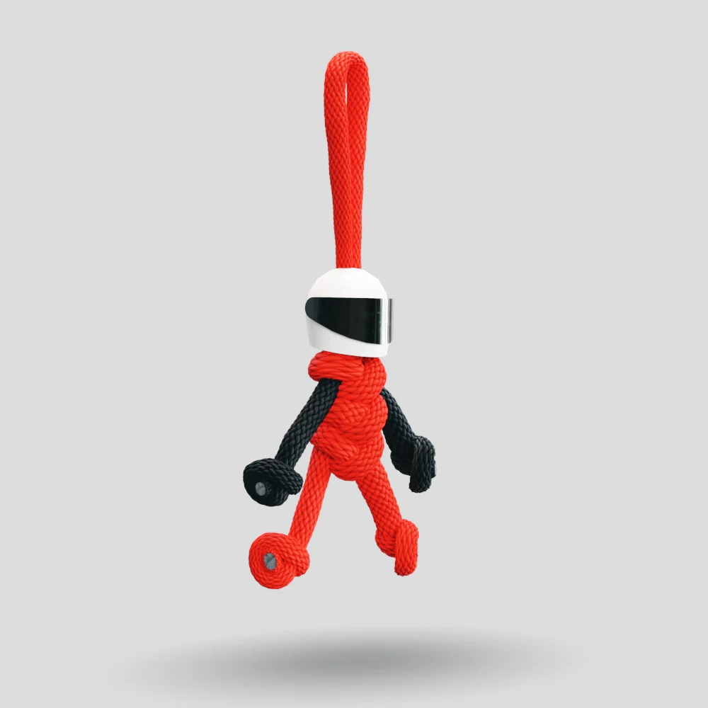 Red Biker Buddy Paracord Keychain - Image 7
