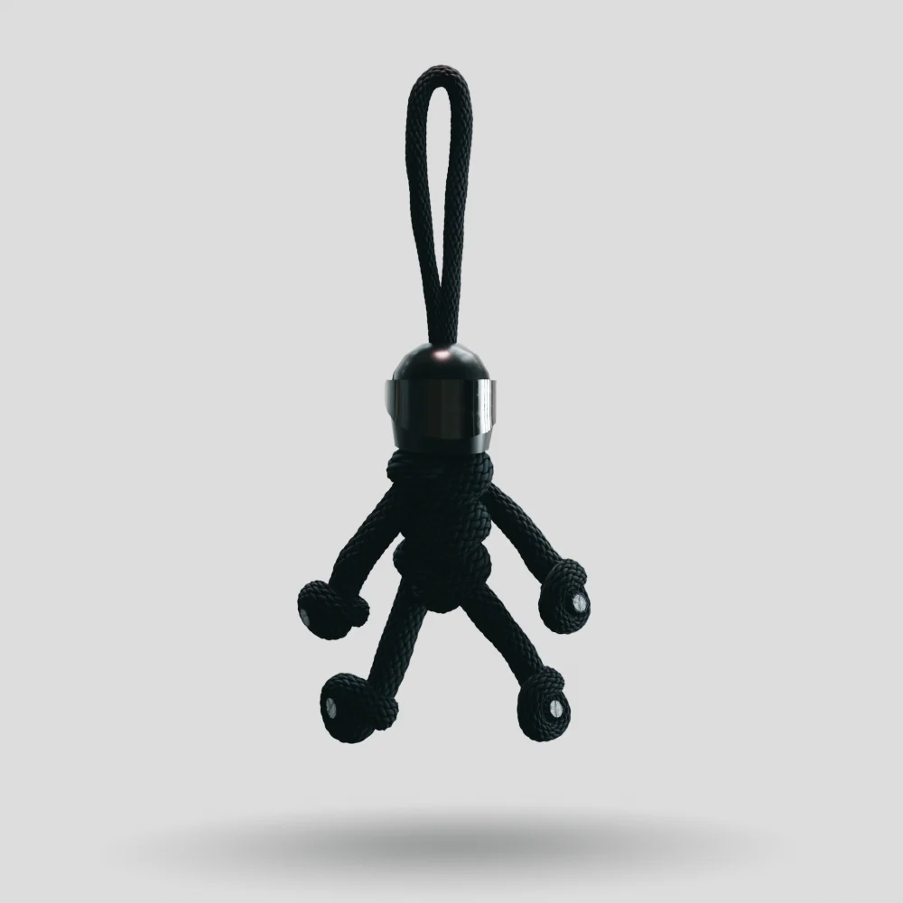 Black Biker Buddy Paracord Keychain - Image 3