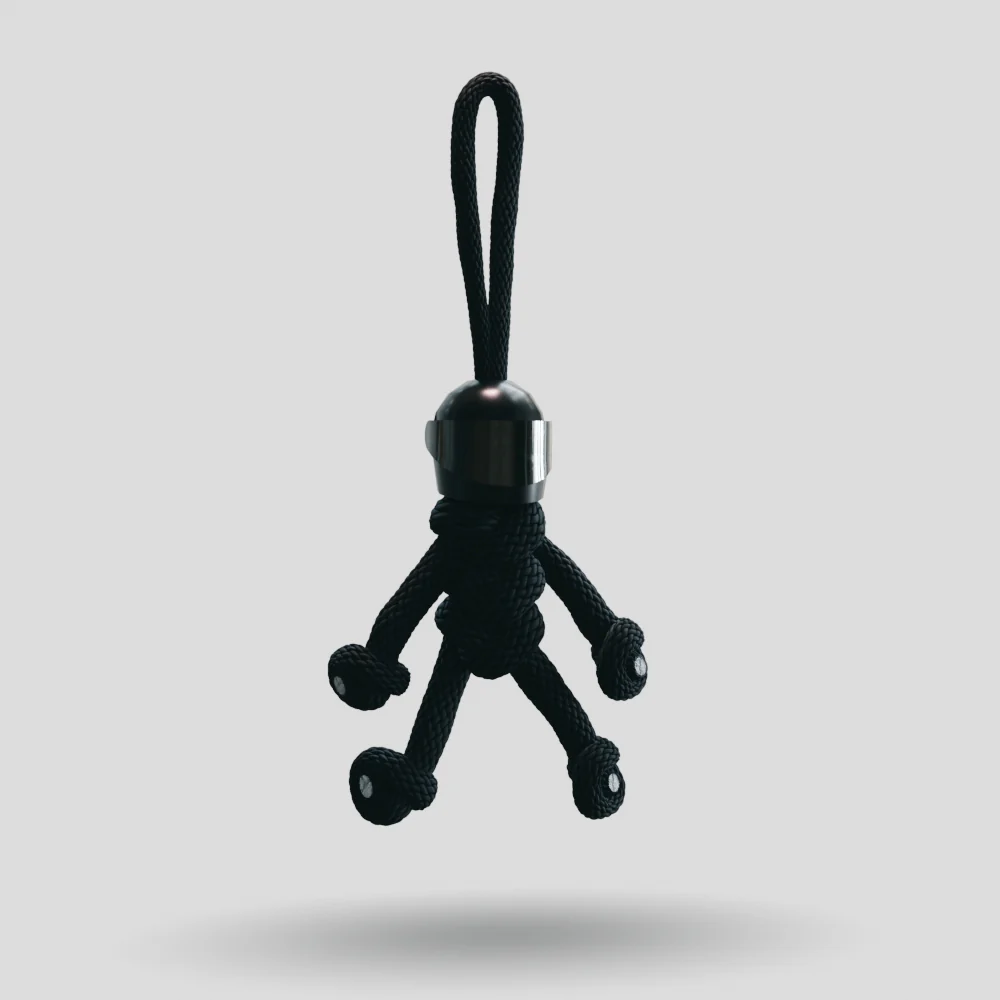 Black Biker Buddy Paracord Keychain - Image 4