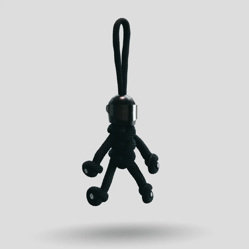 Black Biker Buddy Paracord Keychain - Image 5