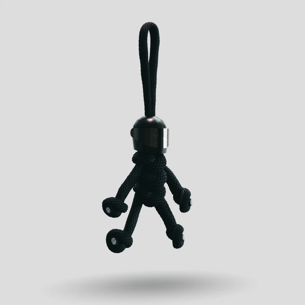 Black Biker Buddy Paracord Keychain - Image 6