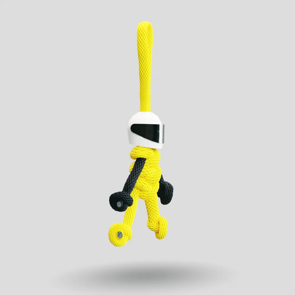 Yellow Biker Buddy Paracord Keychain - Image 10