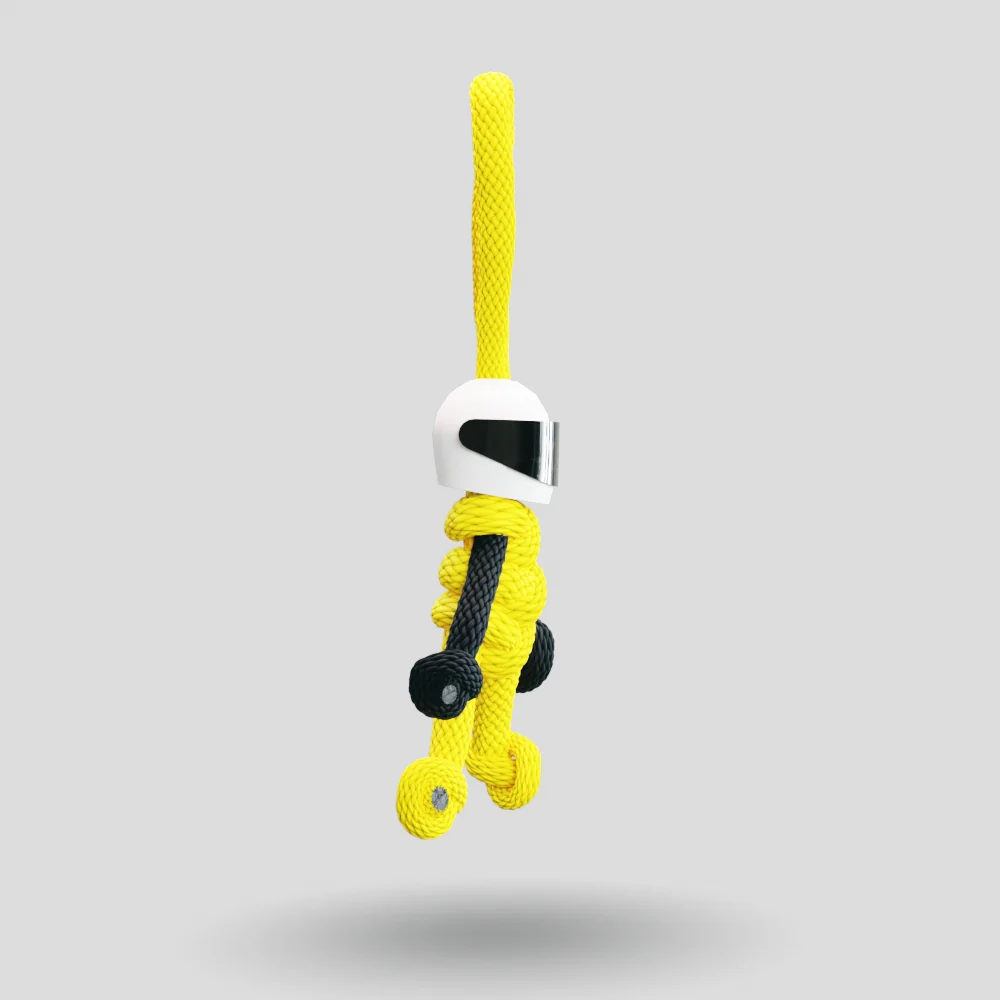 Yellow Biker Buddy Paracord Keychain - Image 12