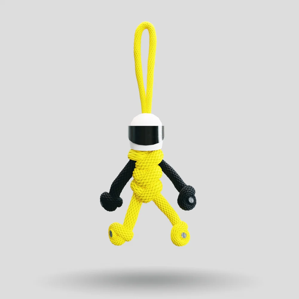 Yellow Biker Buddy Paracord Keychain - Image 3