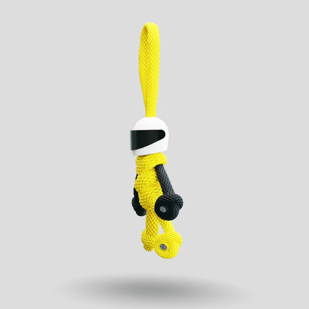 Yellow Biker Buddy Paracord Keychain - Image 36
