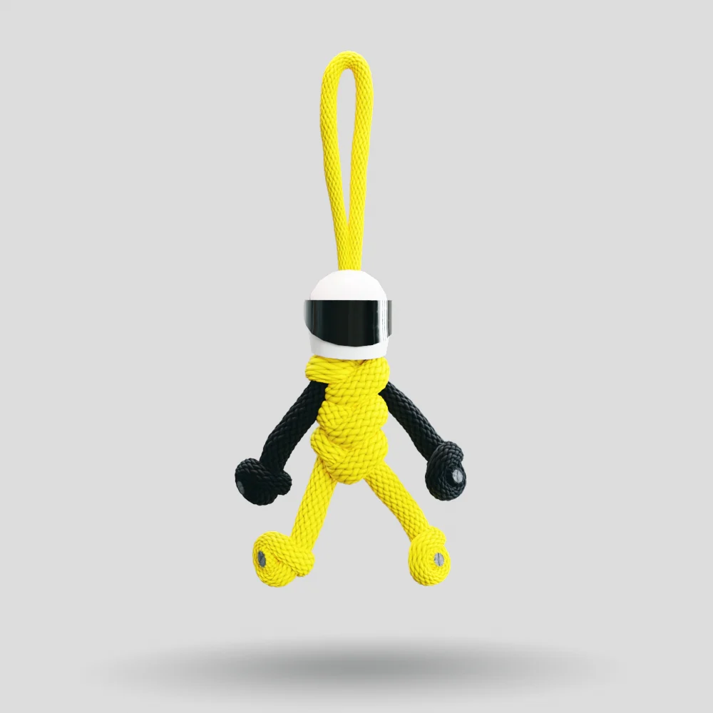 Yellow Biker Buddy Paracord Keychain - Image 4