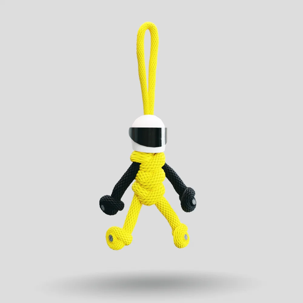 Yellow Biker Buddy Paracord Keychain - Image 5
