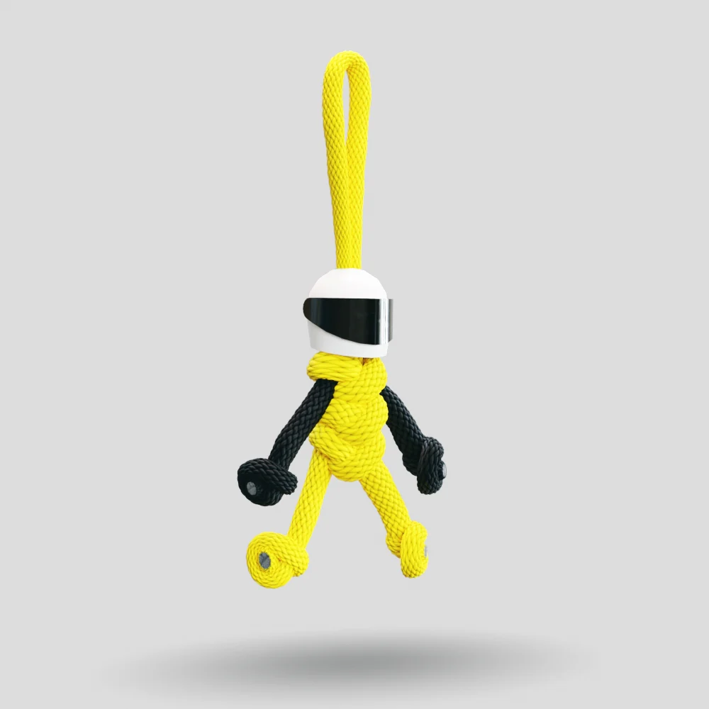 Yellow Biker Buddy Paracord Keychain - Image 7