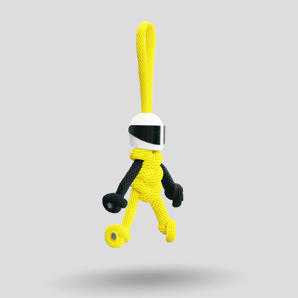 Yellow Biker Buddy Paracord Keychain - Image 8