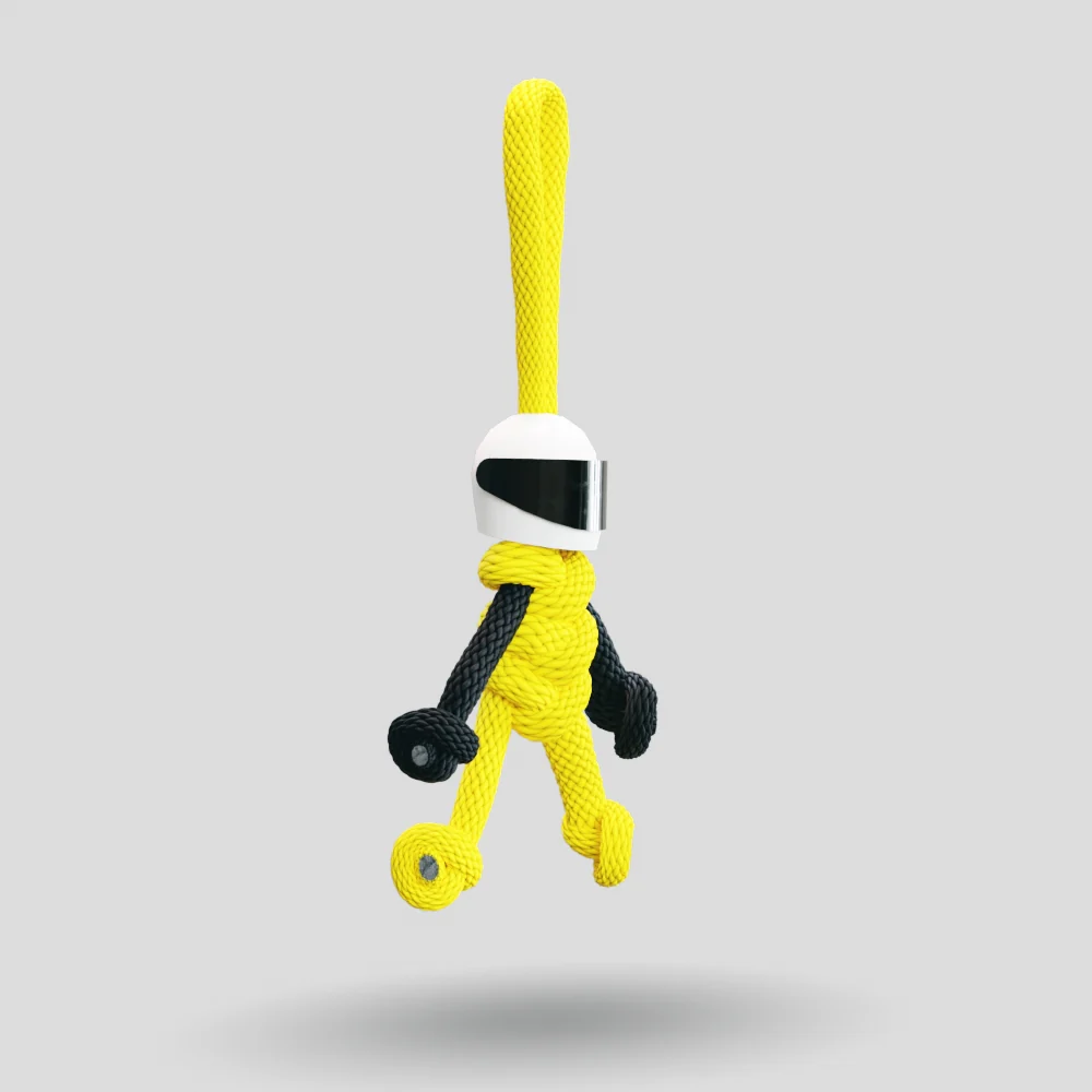 Yellow Biker Buddy Paracord Keychain - Image 9